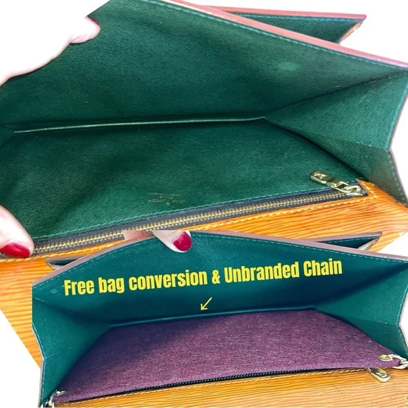 LOUIS VUITTON Epi Leather Sellier Dragonne Women’s Clutch Bag Brown Vintage - Picture 8 of 16